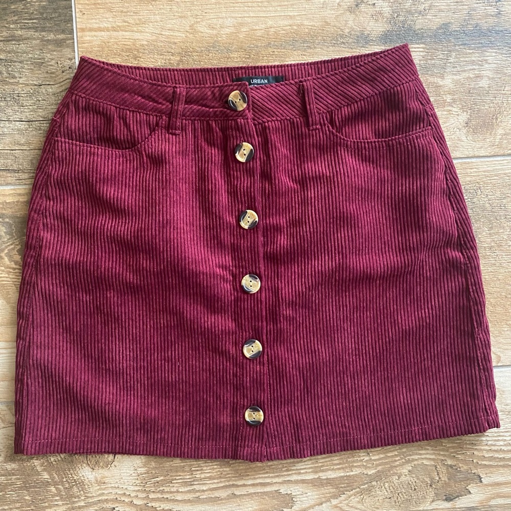 Corduroy burgundy autumn cozy mini skirt
